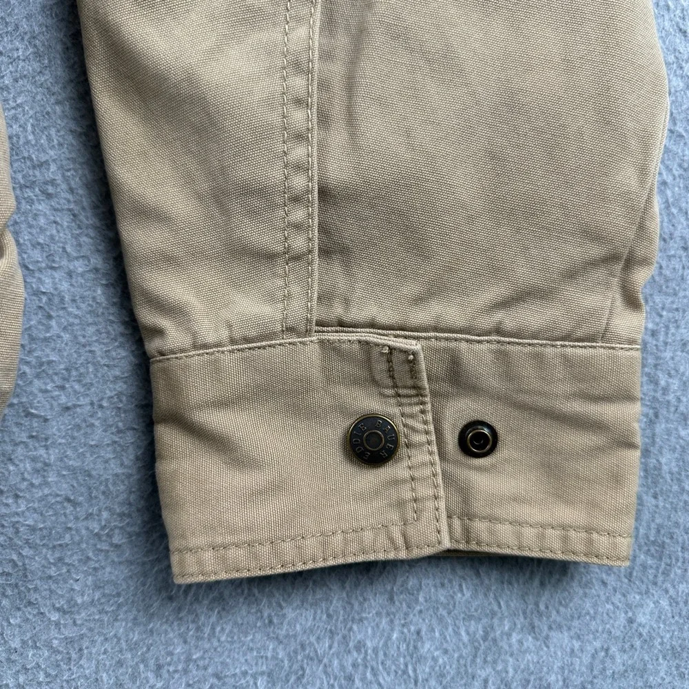 Eddie Bauer Jacket Mens L Tan‎ Canvas Full Zip Corduroy Lined Workwear Outdoor